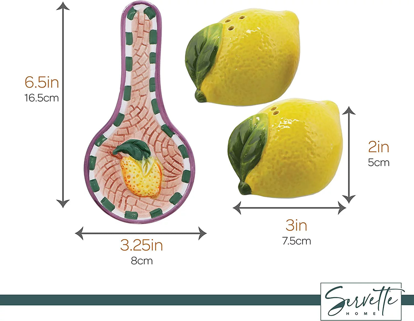 Lemon Salt & Pepper Shakers with Mini Lemon Spoon Rest