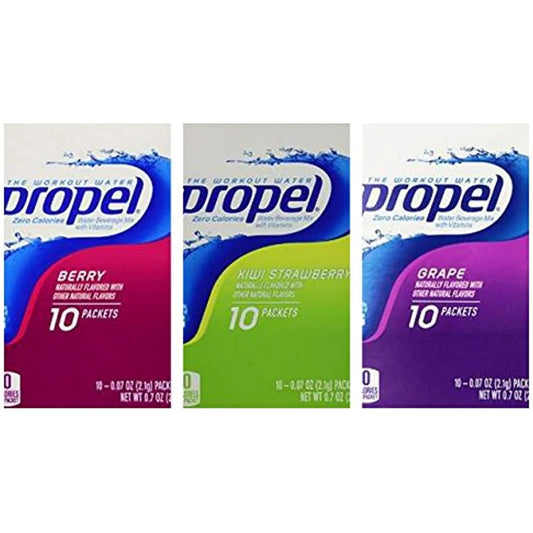 Propel Zero Powder Packets Variety Bundle - 60 Packets - 6 Boxes Total (2 Boxes Each Of Grape, Kiwi Strawberry, And Berry)
