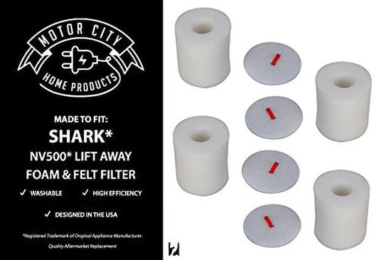 Shark Rotator Pro Lift-Away XFF500 Compatible Foam & Filter Kit, Motor City Home Products Brand Replacement (4)