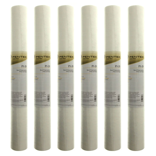Pentek P1-20 1 Micron Whole House 20 Inch Sediment Water Filter 6 Pack