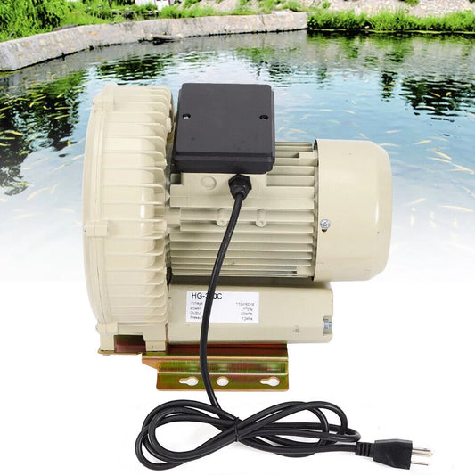 Miumaeov 110V 370W Industrial Air Pump Blower Aquarium Hydroponics Aquaculture Fish Pond High Pressure Air Blower
