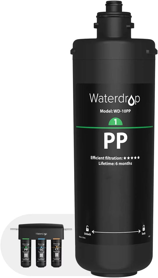 Waterdrop WD-10PP Under Sink Water Filter, Replacement TSA & TSB 3-Stage Under Sink Water Filter System