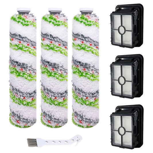 3 Pcs Multi-Surface Pet Brush Rolls 2788 and 3 Pcs Vacuum Filters 1866 Compatible with Bissell CrossWave Max 2554 2590 2593 2596 2597 Vacuum Series, Compare to Part 1618641 & 1608684
