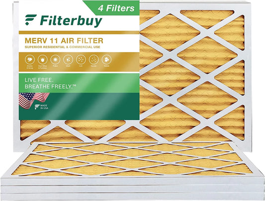 Filterbuy 20x32x1 MERV 11 Pleated HVAC AC Furnace Air Filters (4-Pack)