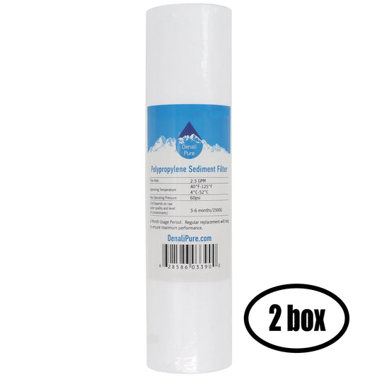2 Boxes of Replacement for Aqua Pure AP102T Polypropylene Sediment Filter - Universal 10-inch 5-Micron Cartridge for Aqua Pure AP102T Residential Whole House Water Filter - Denali Pure Brand