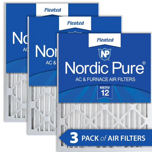 Nordic Pure 16x24x2 Pleated MERV 12 Air Filters 3 Pack