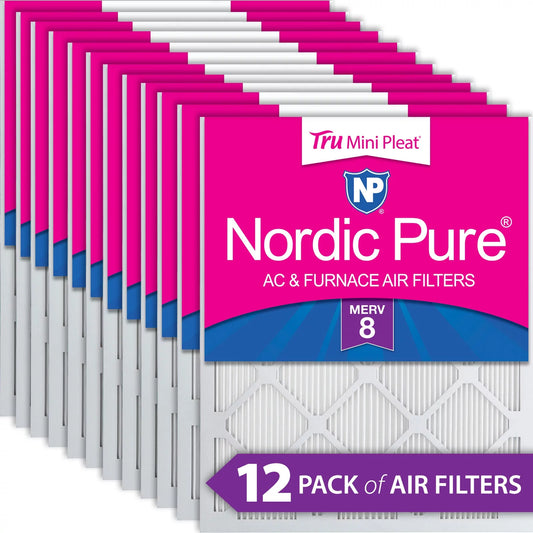 18x25x1 (17_1/2x24_1/2) Nordic Pure Tru Mini Pleat MERV 8 Air Filters 12 Pack