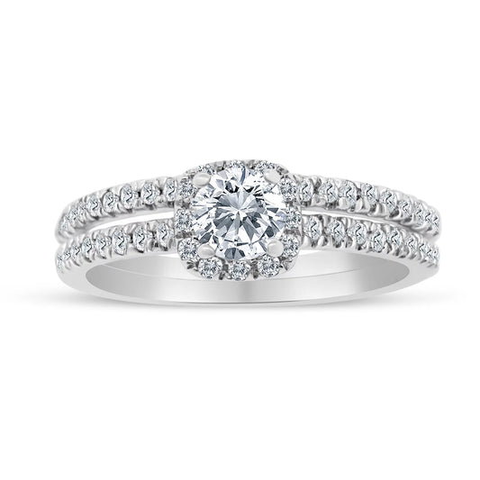 5/8 Carat TW Diamond Bridal set in 10k White Gold (G-H Color, I1-I2 Clarity, Engagement ring and Wedding Band)