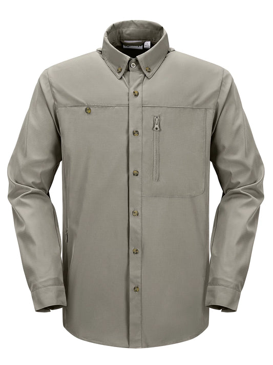 33,000ft Men's UPF 50+ UV Protection Long Sleeve Hiking Shirts Breathable Quick Dry Fishing Shirts for Safari Outdoor