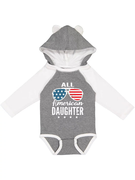 Inktastic All American Daughter USA 4th of July Parade Girls Long Sleeve Baby Bodysuit
