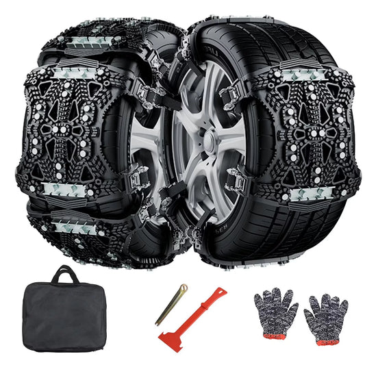 MOPHOTO Upgraded Snow Chains , 6 Pack Car Snow Chains Emergency Anti-Skid Chains with Thickened Manganese Steel for Car, SUV, Truck of Tire Width 215mm-285mm, Heavy Duty, Thickened, Adjustable