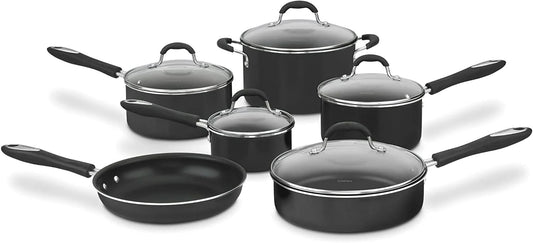 YHZCY 11-Piece Nonstick Cookware Set, Black, 55-11BK