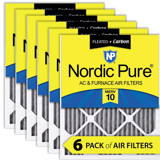 14x30x1 (13_15/16x29_15/16) Furnace Air Filters MERV 10 Pleated Plus Carbon 6 Pk