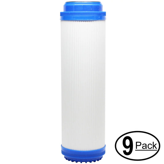 9-Pack Replacement for Expres Water ROUV10DCG Granular Activated Carbon Filter - Universal 10-inch Cartridge for Express Water 6 Stage UV Reverse Osmosis Filtration System - Denali Pure Brand