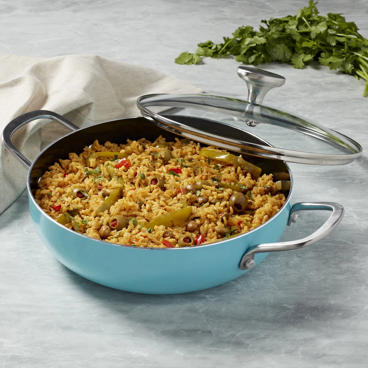 Infuse 3Qt Nonstick Aluminum Covered Caldero Saute Pan, Aqua