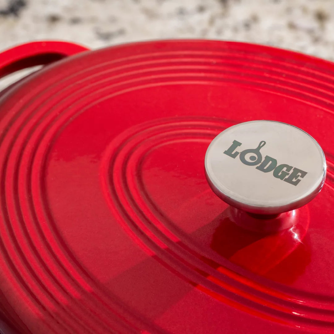 Lodge Cast Iron 7 Quart Enameled Dutch Oven, Red