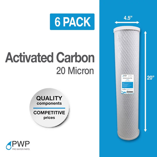 Carbon Block Water Filter 4.5 x 20  20 Micron 6 Pack