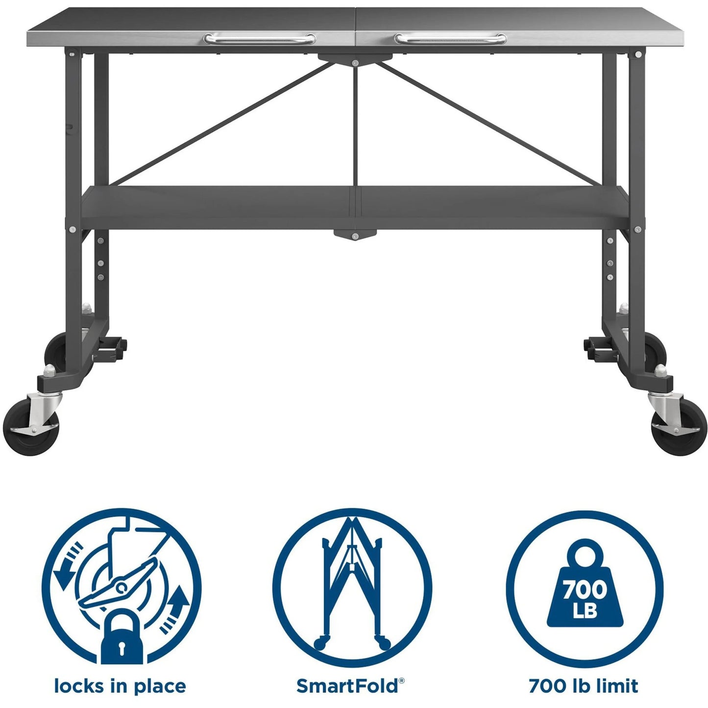 Novogratz BBQ Food Prep Station, Charcoal Gray