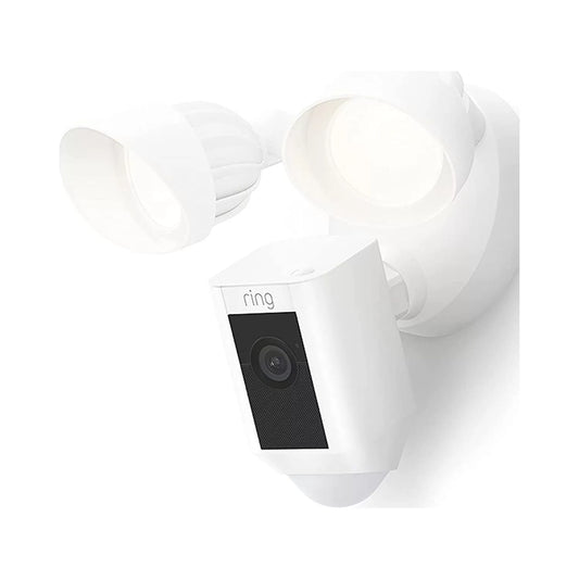 Restored DH Cameras Floodlight Cam Pro Wired Plus with 1080p HD video, Wifi, White (Refurbished)
