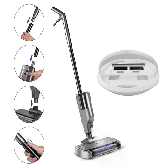 3-in-1 Cordless Electric Mop, Up to 60 mins Powerful Wet Dry Vacuum Cleaner with Water Spray and Self Cleaning Base, Self-Propelled Floor Cleaner for Hardwood Floor Marble/Tile, Grey