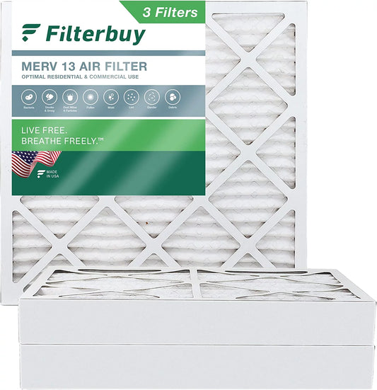 Filterbuy 24x24x4 MERV 13 Pleated HVAC AC Furnace Air Filters (3-Pack)