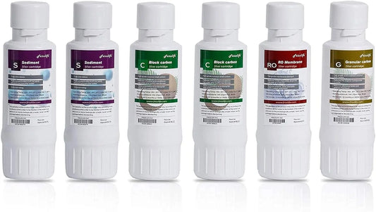 FRIZZLIFE W5006 Water Filter Replacement Cartridge For WA99 RO Reverse Osmosis System - From Second Year Replacement Cartridge Set (6 Pack)