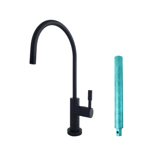Metpure Large Euro Reverse Osmosis Drinking Water Non Air Gap Water Filtration Faucet for Filtration System Water Dispenser Spout (Matte Black) with Drinking Water Faucet Wrench RO-FW148