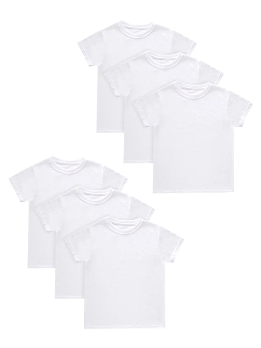 Hanes Boys' White Crew T-Shirt Undershirts, 5+1 Bonus Pack