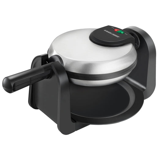 BLACK+DECKER Flip Waffle Maker, WM1404S, 7 Round Belgian Waffles, Ready Light Indicator