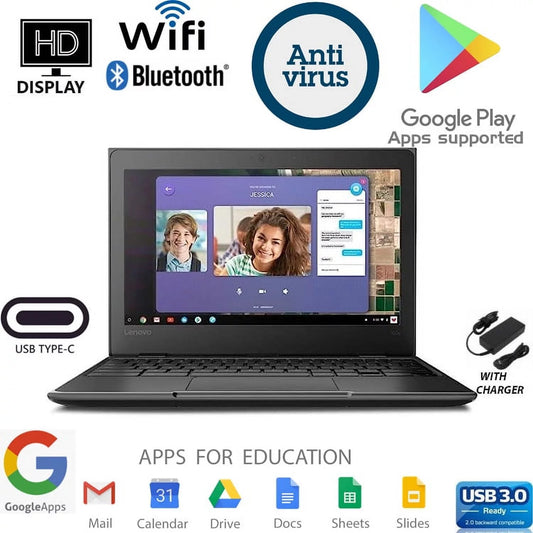 Restored Lenovo Chromebook 100e 11.6 Laptop Chrome OS 4GB Ram 32GB SSD (Refurbished)