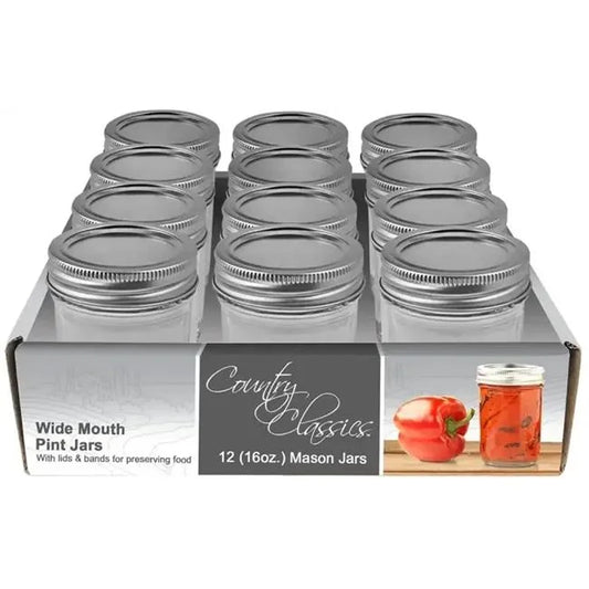 Country Classics Pint Size Wide Mouth Canning Jar (12-Pack) Pack of 2