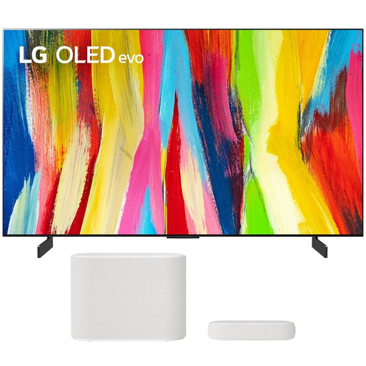 LG OLED65C2PUA 65 Inch HDR 4K Smart OLED TV 2022 Bundle with LG Eclair QP5 3.1.2ch Dolby Atmos Compact Sound Bar with Subwoofer White