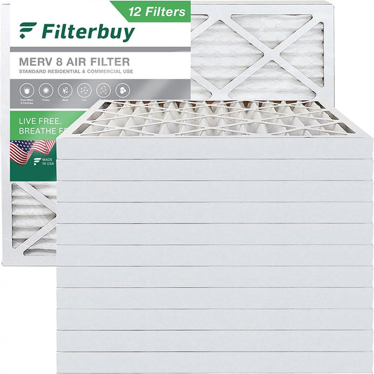 Filterbuy 18x25x2 MERV 8 Pleated HVAC AC Furnace Air Filters (12-Pack)