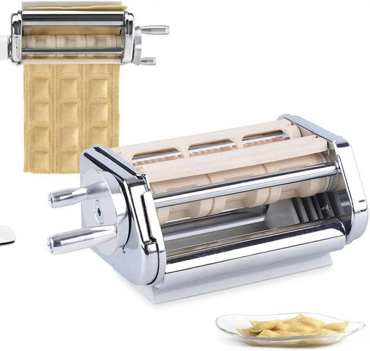 Oukaning Ravioli Maker Attachment, Steel Pasta Lasagna Spaghetti Tagliatelle Ravioli Maker Machine For Kitchen(Silver)