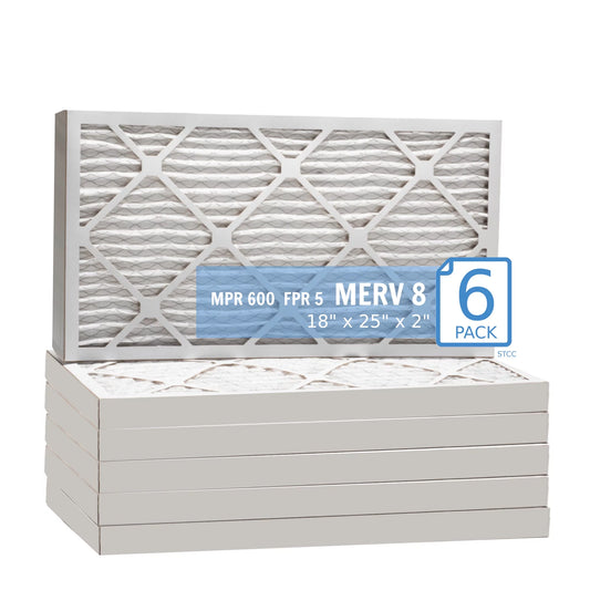 18x25x2, Purolator Hi-E 40 Extended Surface Pleated Air Filter, Mechanical MERV 8, (6 Pack)