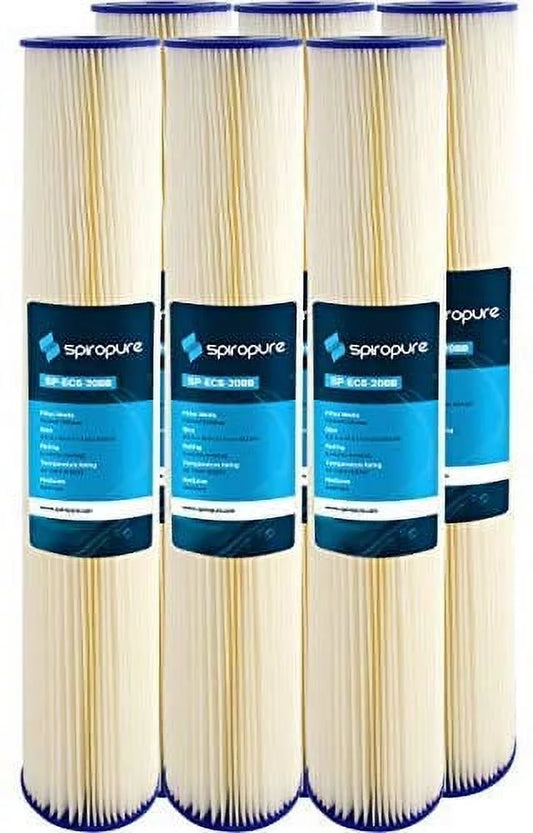 SpiroPure SP-EC5-20BB 20x4.5 5 Micron Pleated Cellulose Sediment Water Filter Cartridge ECP5-20BB 255494-43 (Case of 6)