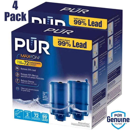 Pur RF-9999 Water Filter Replacement - Compatible with Pur Faucet Models FM-2500V, FM-3700,PFM150W, NSF Certified Water Filter 4 Pack