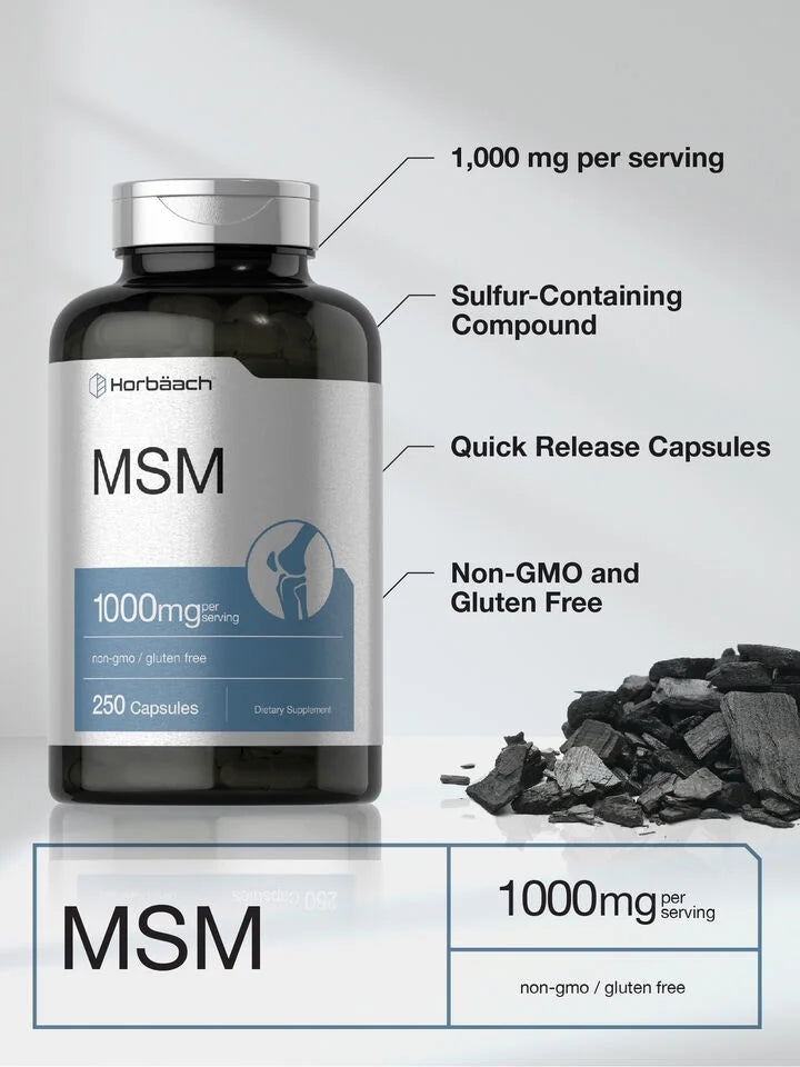MSM Supplement 1000mg 250 Capsules by Horbaach