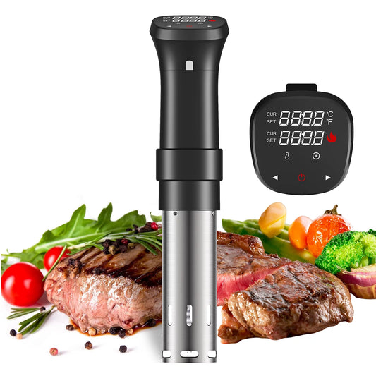 Walmeck 1100W Sous Vide Cooker Waterproof Quiet Cooking Machine with Accurate Time Control Display Screen Cookbook