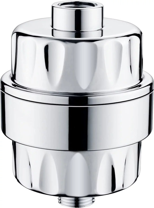 BRIGHT SHOWERS High Output Shower Filter for Hard Water, Removes Chlorine and Fluoride, Universal Multi-Stage Shower Water Softener Reduces Dry Itchy Skin, Scalp and Eczema, Chrome