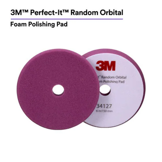 3M Perfect-It Random Orbital Foam Polishing Pad 34127, 6 Inch (150 mm), Purple, 2 Pads/Bag