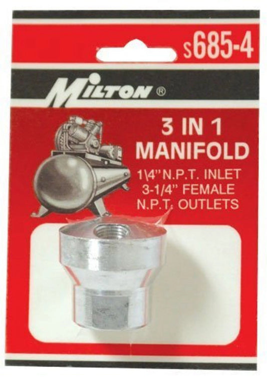 Milton Industries S-685-4 Air Manifold 1/4 Inlet 3 Outlets 1/4