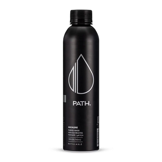 PATH Water Alkaline Bottled Water in Reusable Aluminum Bottle, 25 fl oz, 9 Pack