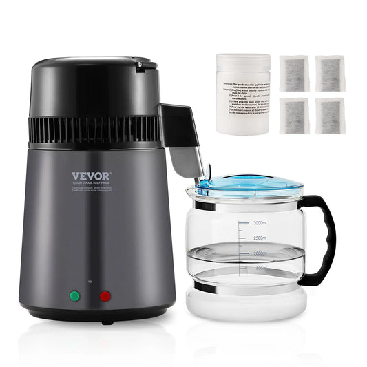 VEVORbrand 4L Water Distiller Purifier Machine Countertop Stainless Steel Interior Large Water Distiller, Countertop Water Distiller Machine, Distilling Pure Water for Home