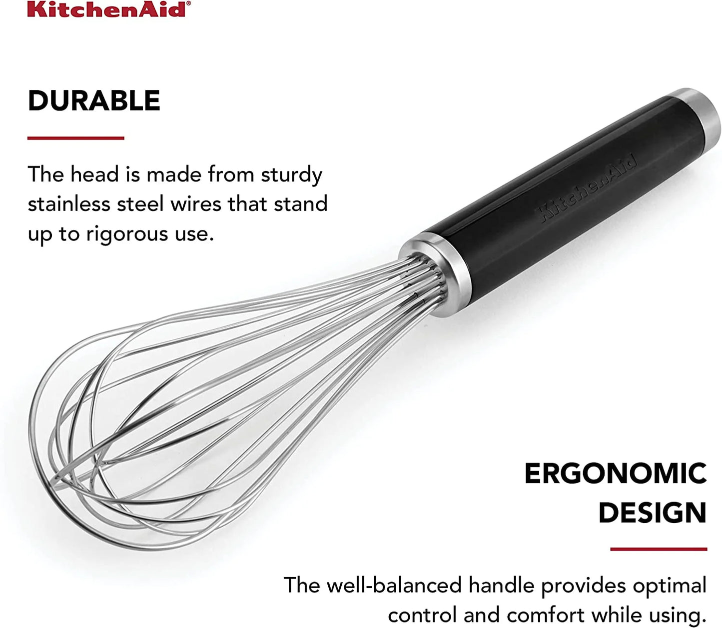 KitchenAid Black/Silver ABS Plastic/Stainless Steel Whisk