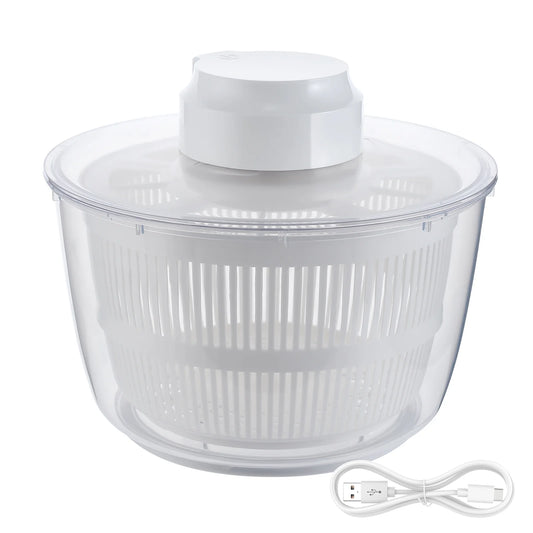Turpow Electric Large Salad Spinner with Bowl and Colander - Quick and Easy Multi-Use Lettuce Spinner, Vegetable Dryer, Fruit Washer, Pasta and Fries Spinner - 5 Qt