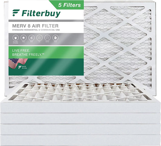 Filterbuy 12x24x2 MERV 8 Pleated HVAC AC Furnace Air Filters (5-Pack)