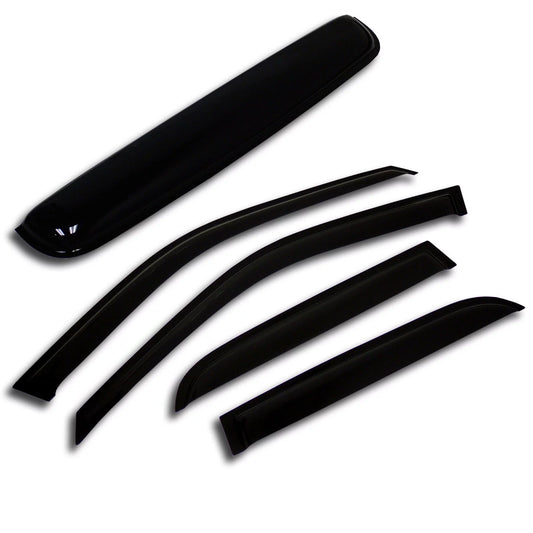 TuningPros WSV2-522 Outside Mount Window Visor Deflector and Sunroof 5 Pcs Set For 2008-2011 Subaru Outback Sport