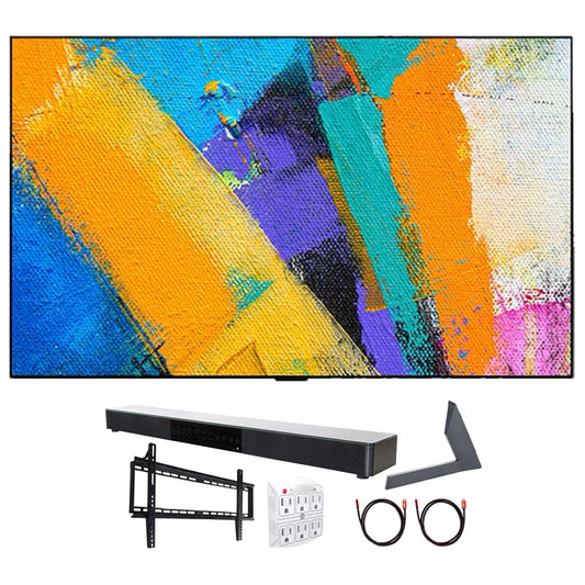 LG OLED65GXPUA 65 GX 4K Smart OLED TV with AI ThinQ (2020 Model) with AN-GXDV65 OLED GX Series Stand and Backcover, Deco Gear Soundbar, Wall Mount and HDMI Cable Bundle(OLED65GX 65GX 65 Inch TV)