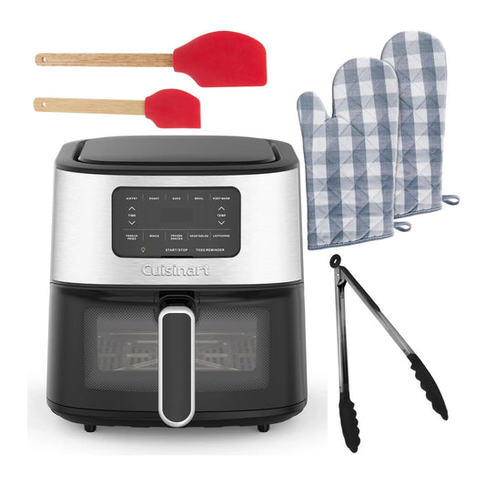Cuisinart Temperature Control Black Basket Air Fryer Bundle with Accessories